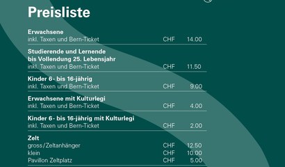 Ausschnitt aus der Preisliste des Campings Eichholz